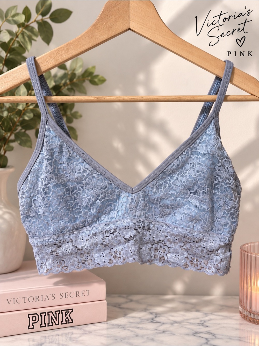 PINK Victoria's Secret Lace Bralette in Light Blue